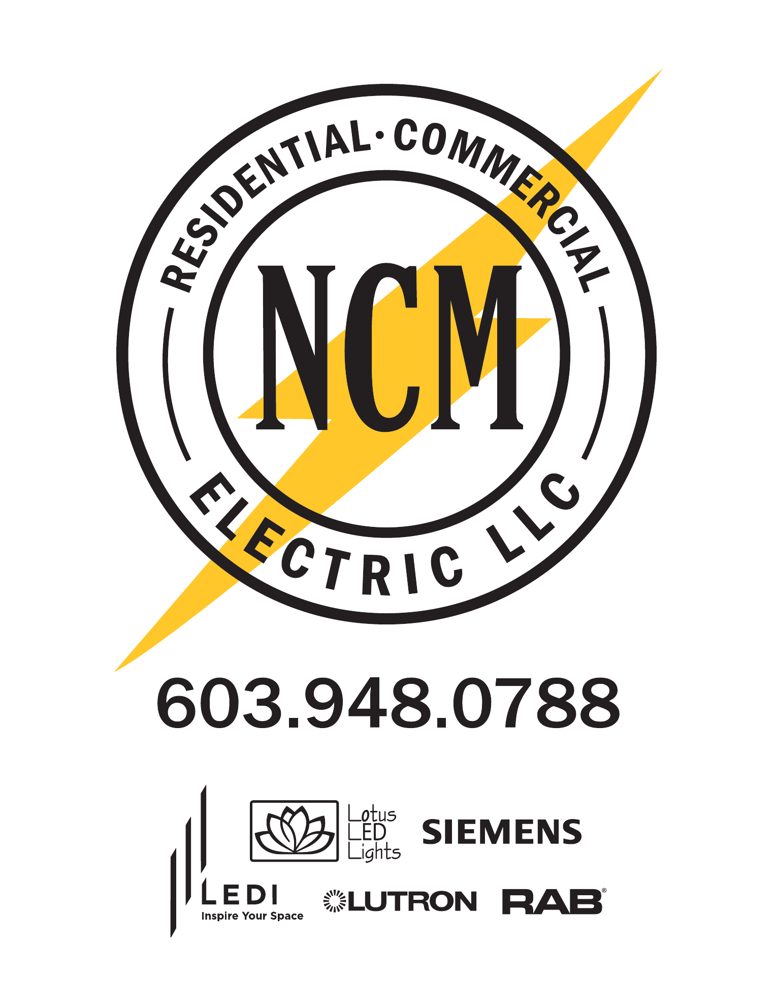 NCM Electric LLC residential and commercial electrician logo